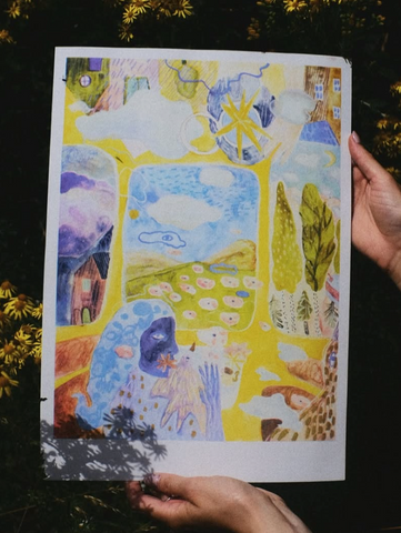 Yellow Train - Valeria Nuyanzina / Riso Print Yellow Train - Valeria Nuyanzina / Riso Print