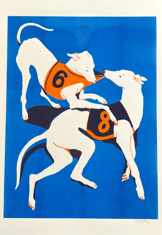 Two Greyhound Dogs - Tintin / Print Two Greyhound Dogs - Tintin / Print