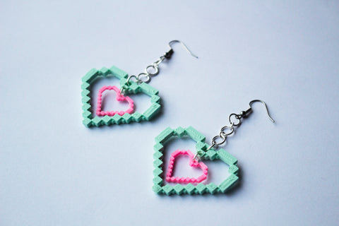 Mint Pixel Heart Earrings / Cara Lowe Mint Pixel Heart Earrings / Cara Lowe
