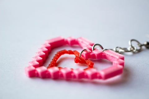 Pink Pixel Heart Earrings / Cara Lowe Pink Pixel Heart Earrings / Cara Lowe