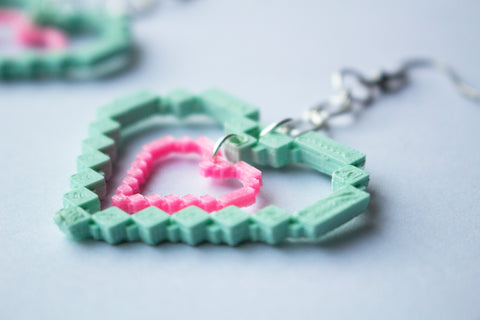 Mint Pixel Heart Earrings / Cara Lowe Mint Pixel Heart Earrings / Cara Lowe