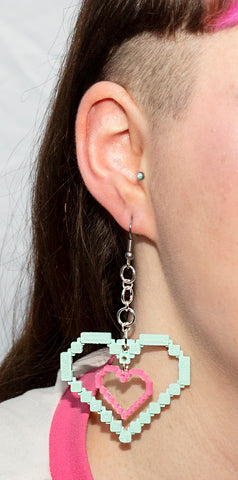 Mint Pixel Heart Earrings / Cara Lowe Mint Pixel Heart Earrings / Cara Lowe