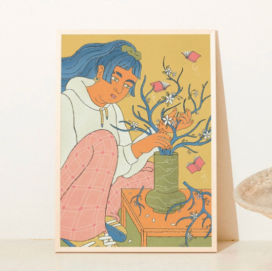 Girl arranging flowers - Jagoda Sadowska / Print