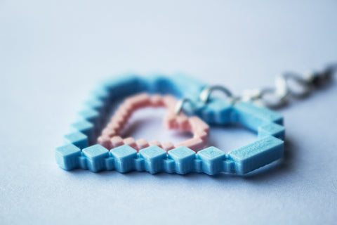 Blue Pixel Heart Earrings / Cara Lowe